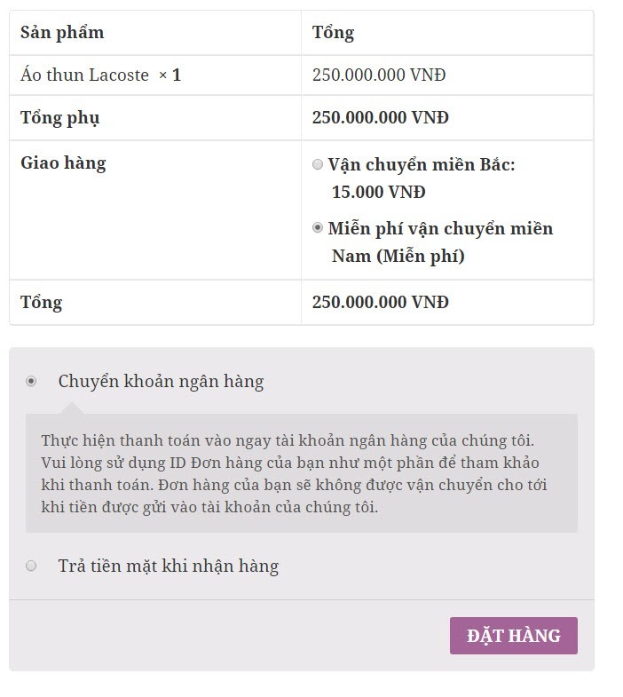 Cài đặt thanh toán trong woocommerce