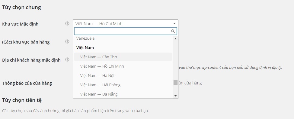 Thêm tỉnh thành Việt Nam trong woocommerce